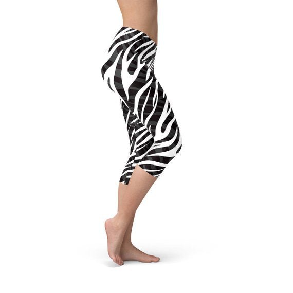 Womens Zebra Stripes Capri Leggings - Anna's Shop