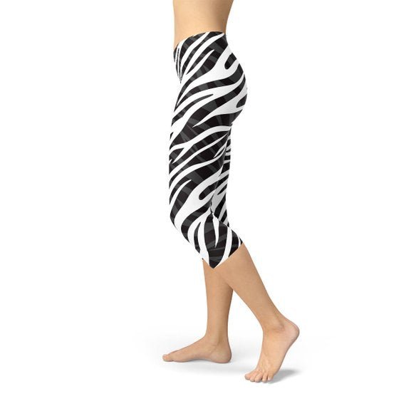 Womens Zebra Stripes Capri Leggings - Anna's Shop