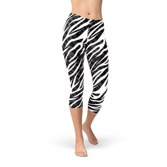 Womens Zebra Stripes Capri Leggings - Anna's Shop