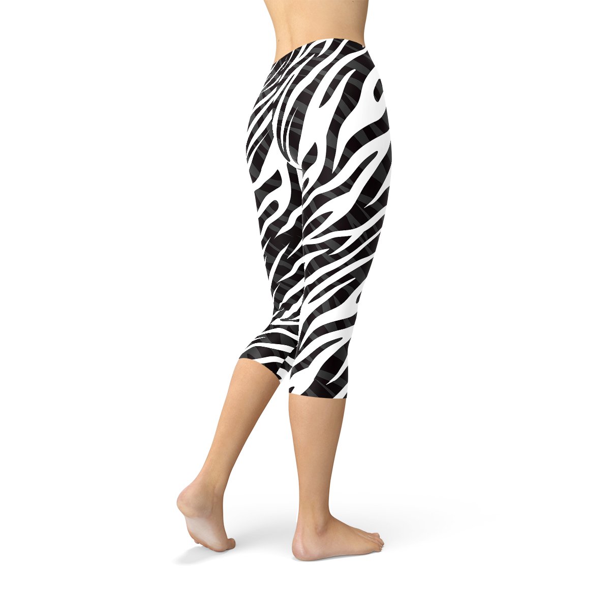 Womens Zebra Stripes Capri Leggings - Anna's Shop