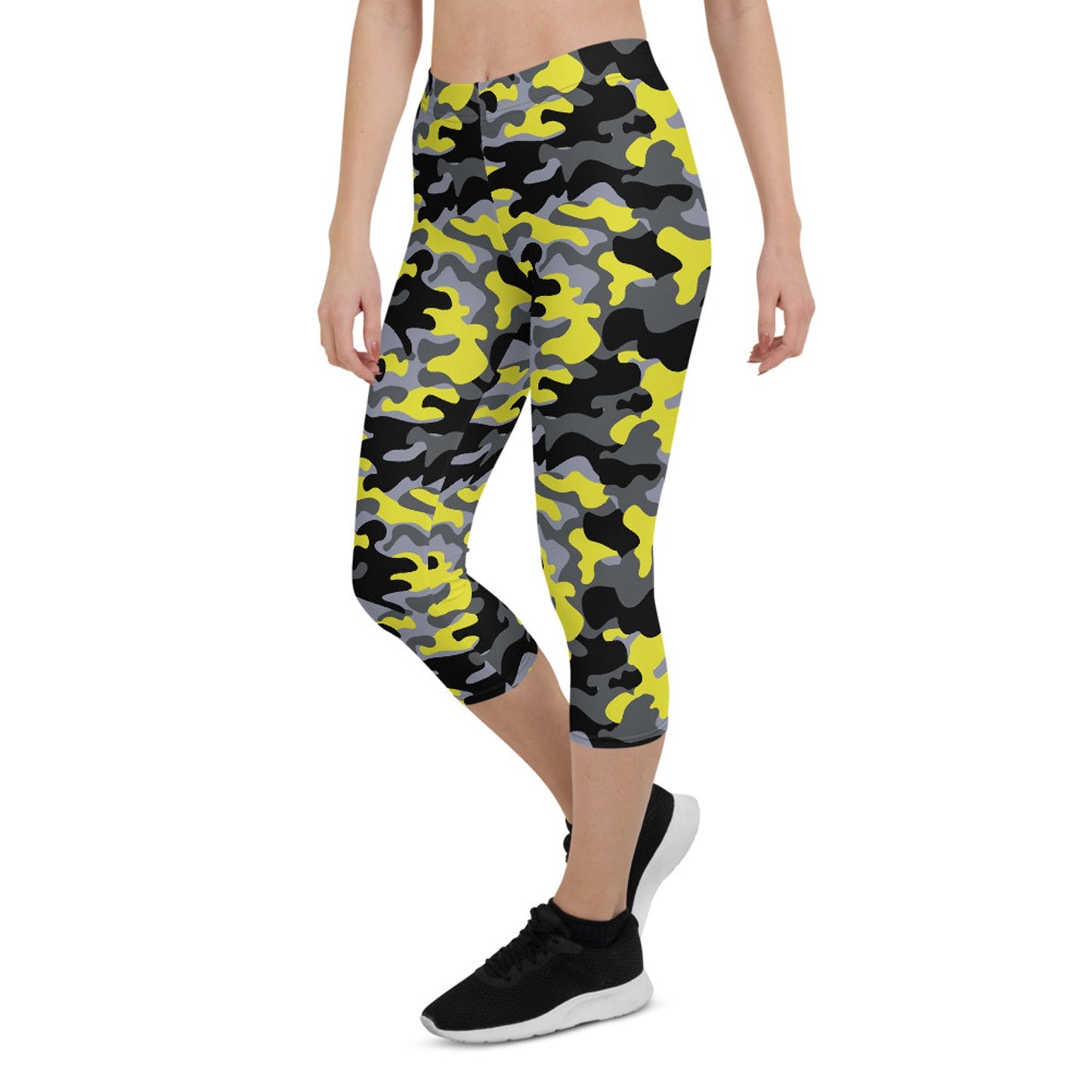 Yellow and Gray Camo Capri Leggings - Anna's Shop