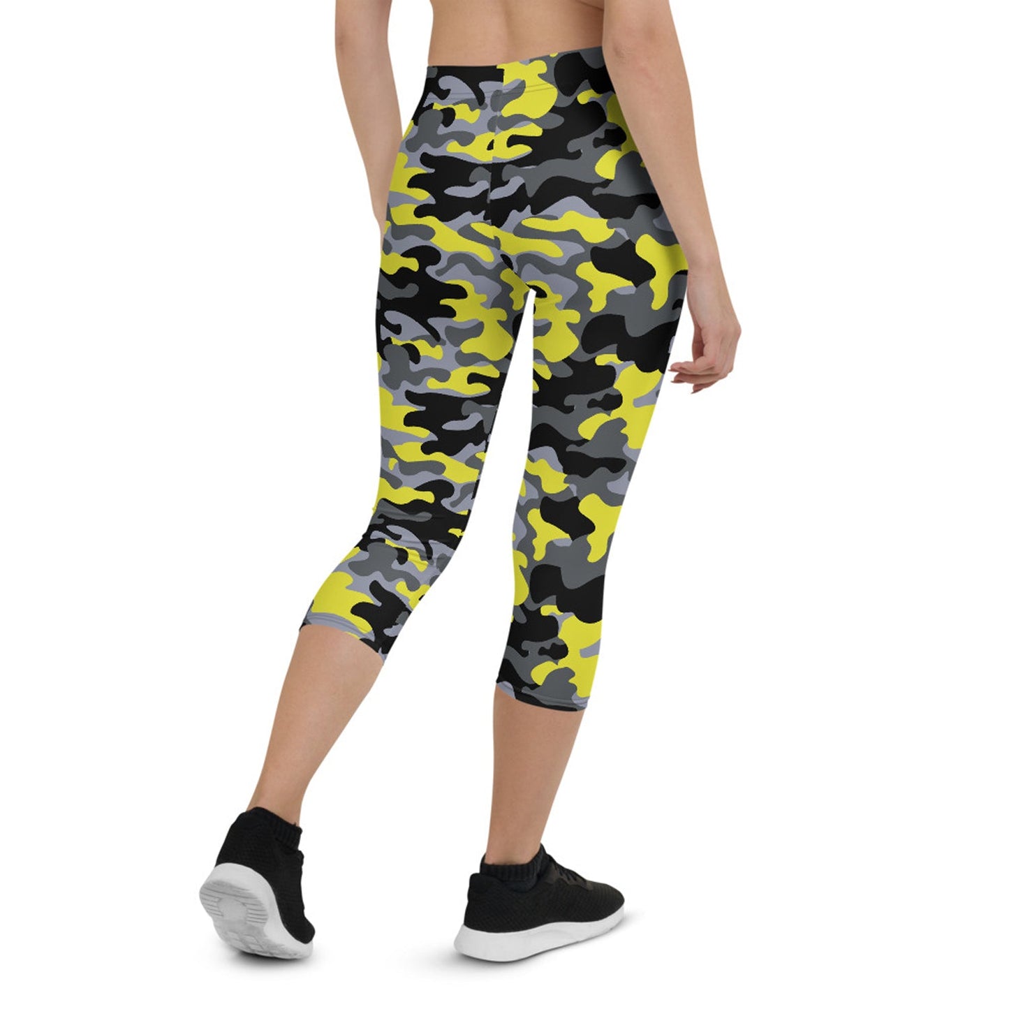 Yellow and Gray Camo Capri Leggings - Anna's Shop