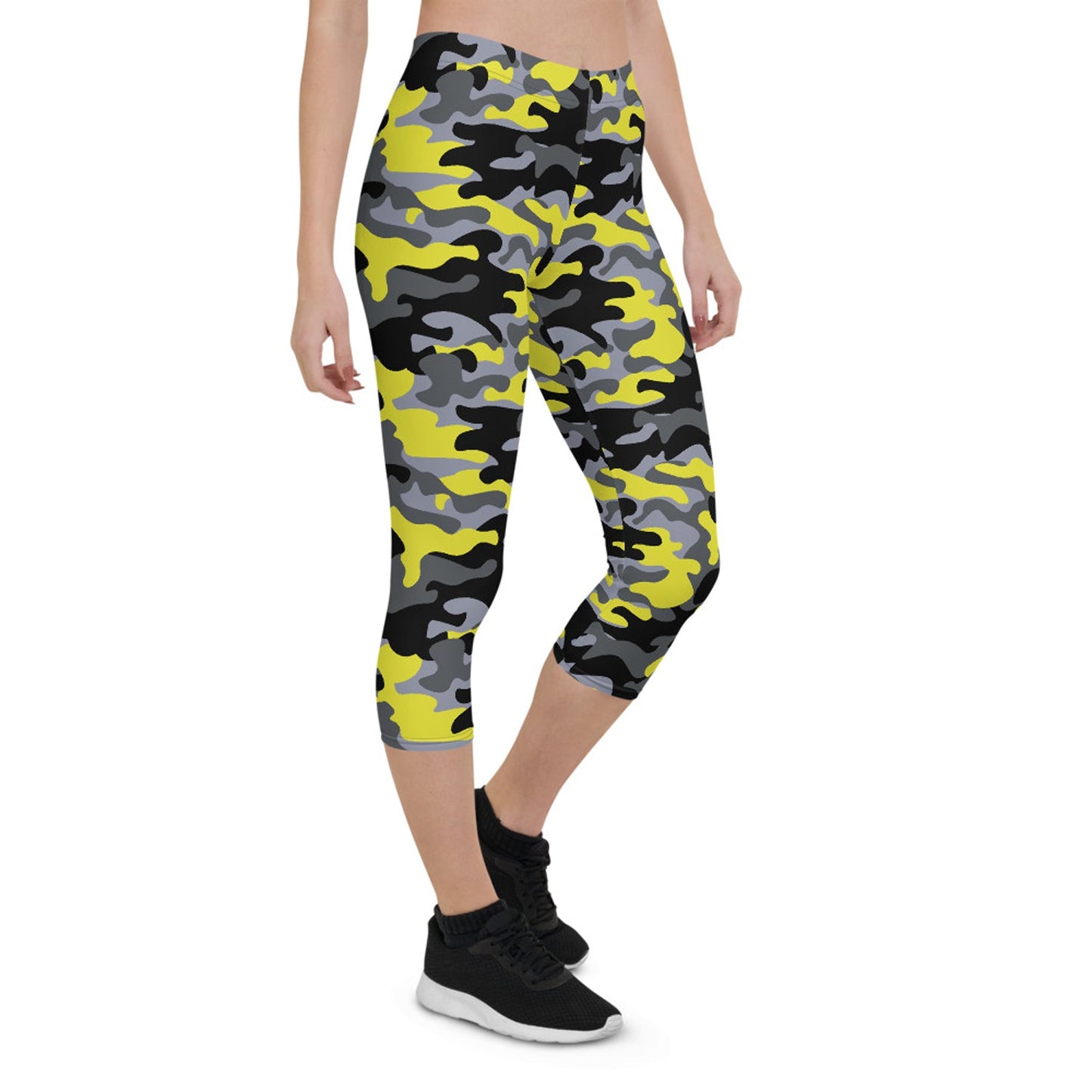 Yellow and Gray Camo Capri Leggings - Anna's Shop