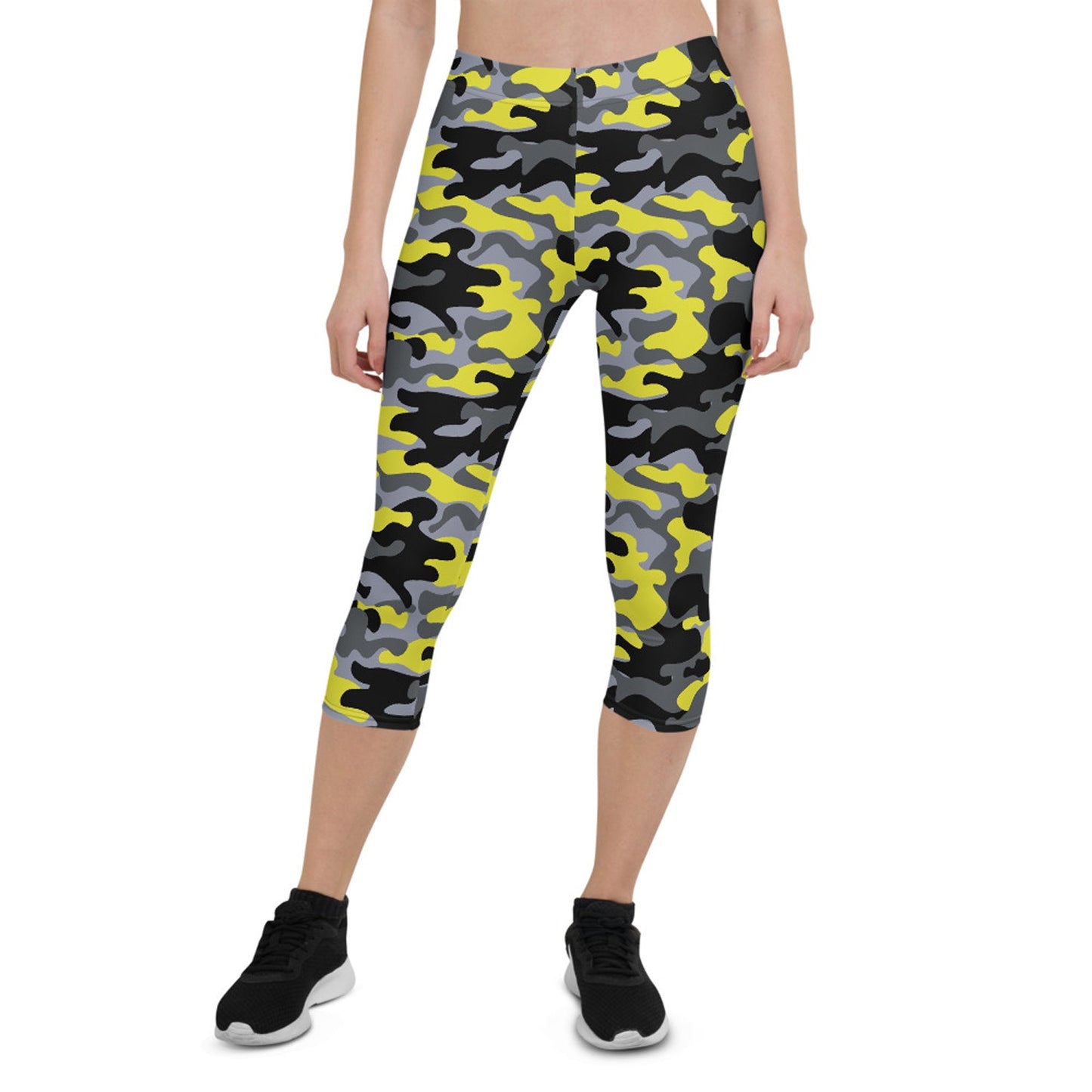 Yellow and Gray Camo Capri Leggings - Anna's Shop