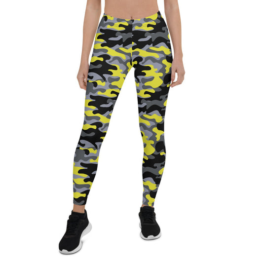 Yellow and Gray Camo Leggings for Women - Anna's Shop