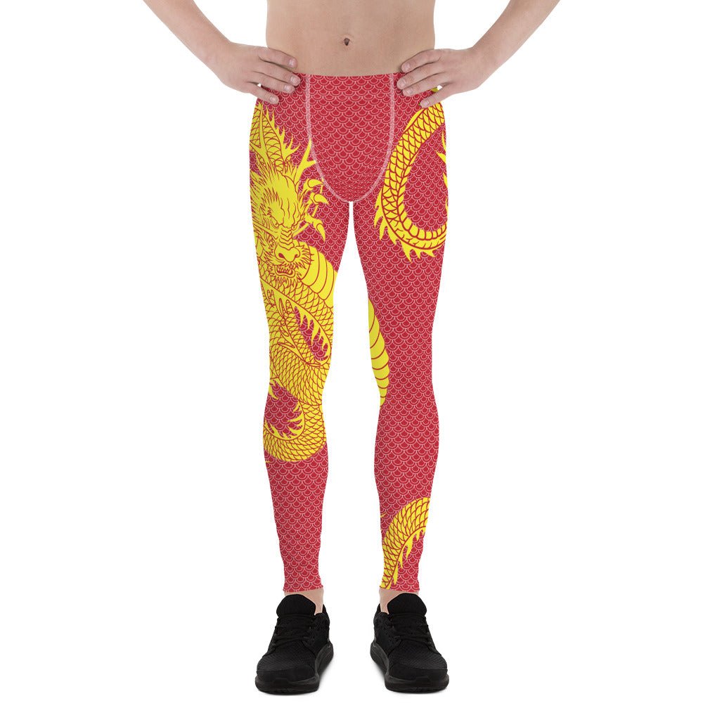 Yellow Dragon Red Leggings for Men - Anna's Shop