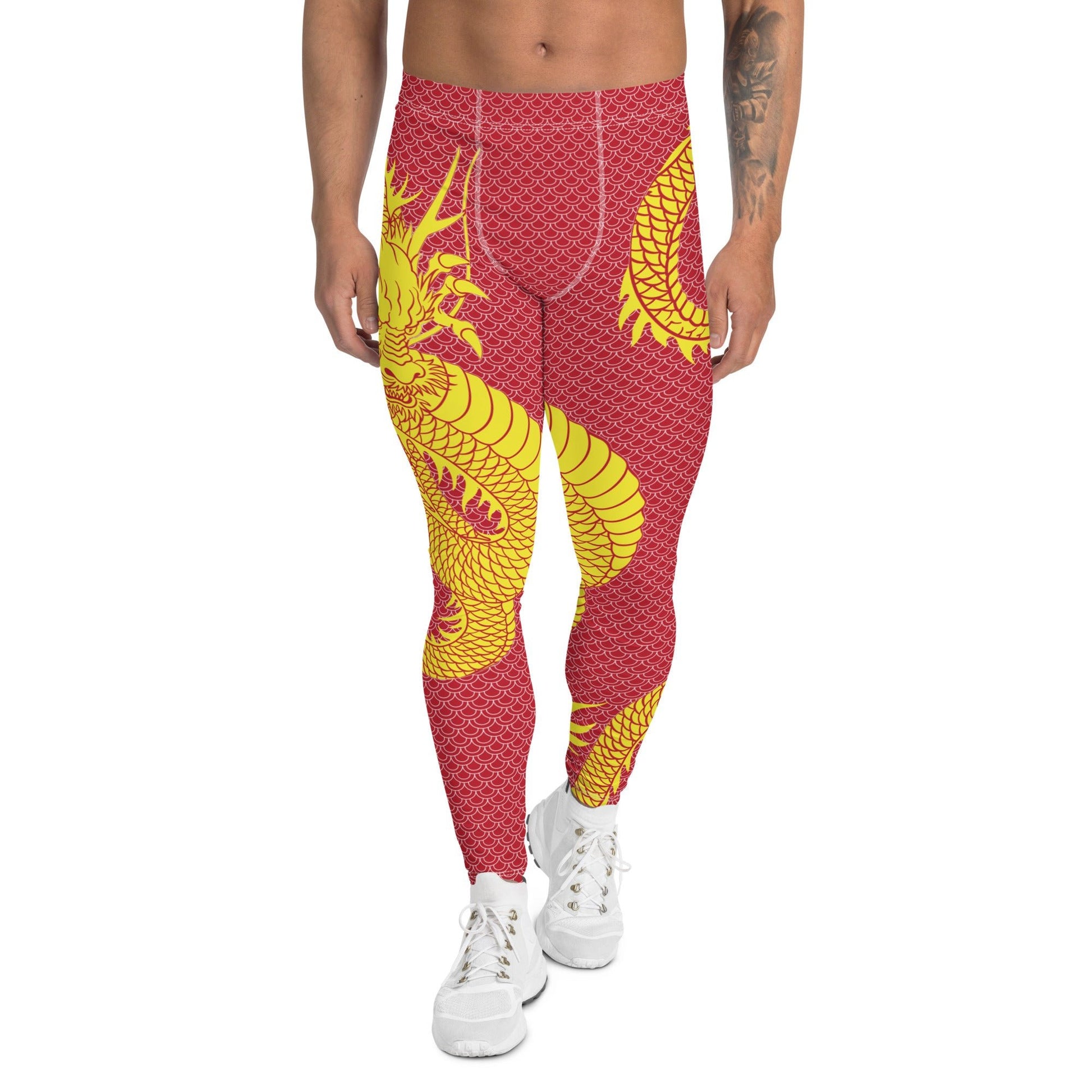 Yellow Dragon Red Leggings for Men - Anna's Shop