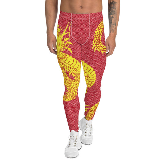 Yellow Dragon Red Leggings for Men - Anna's Shop