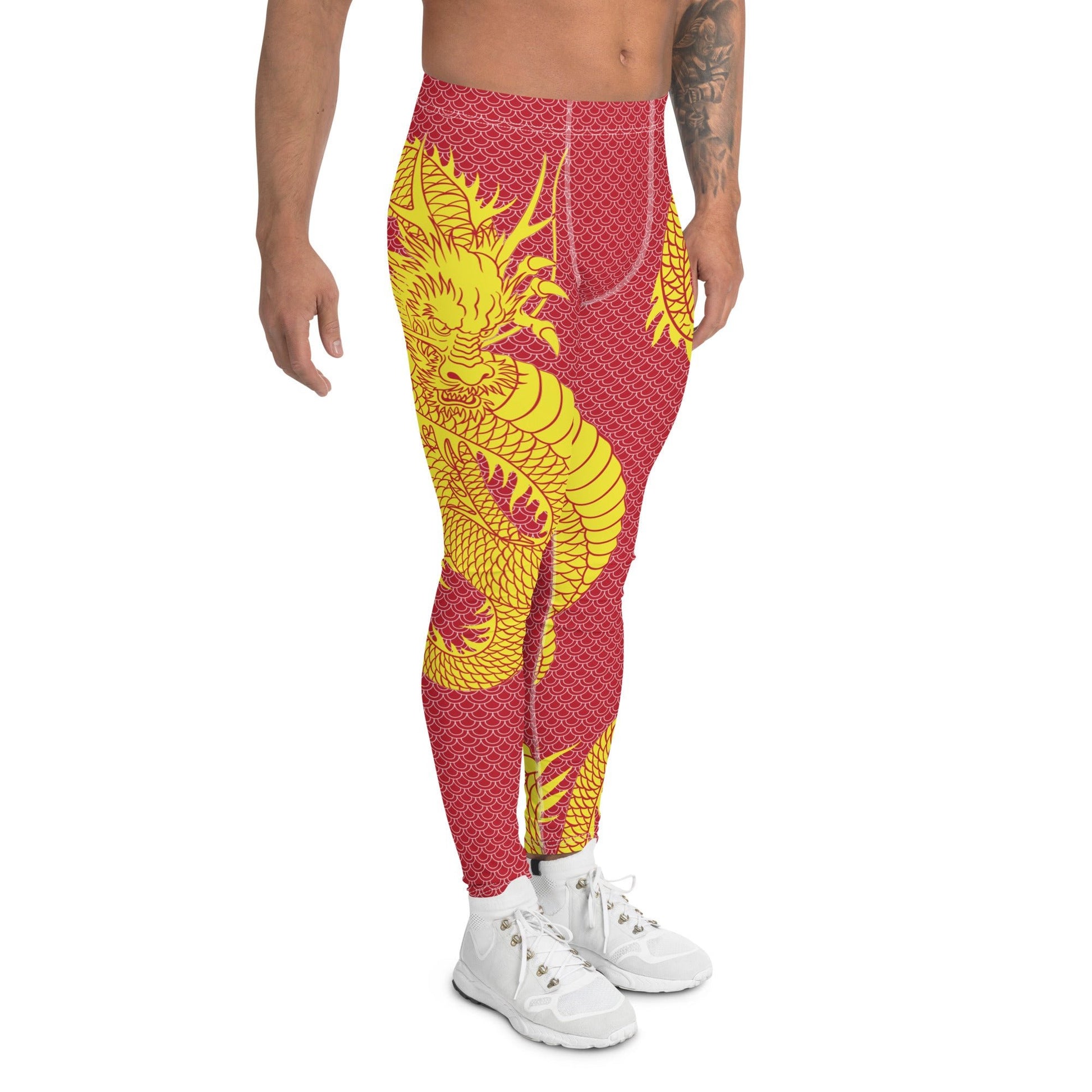 Yellow Dragon Red Leggings for Men - Anna's Shop