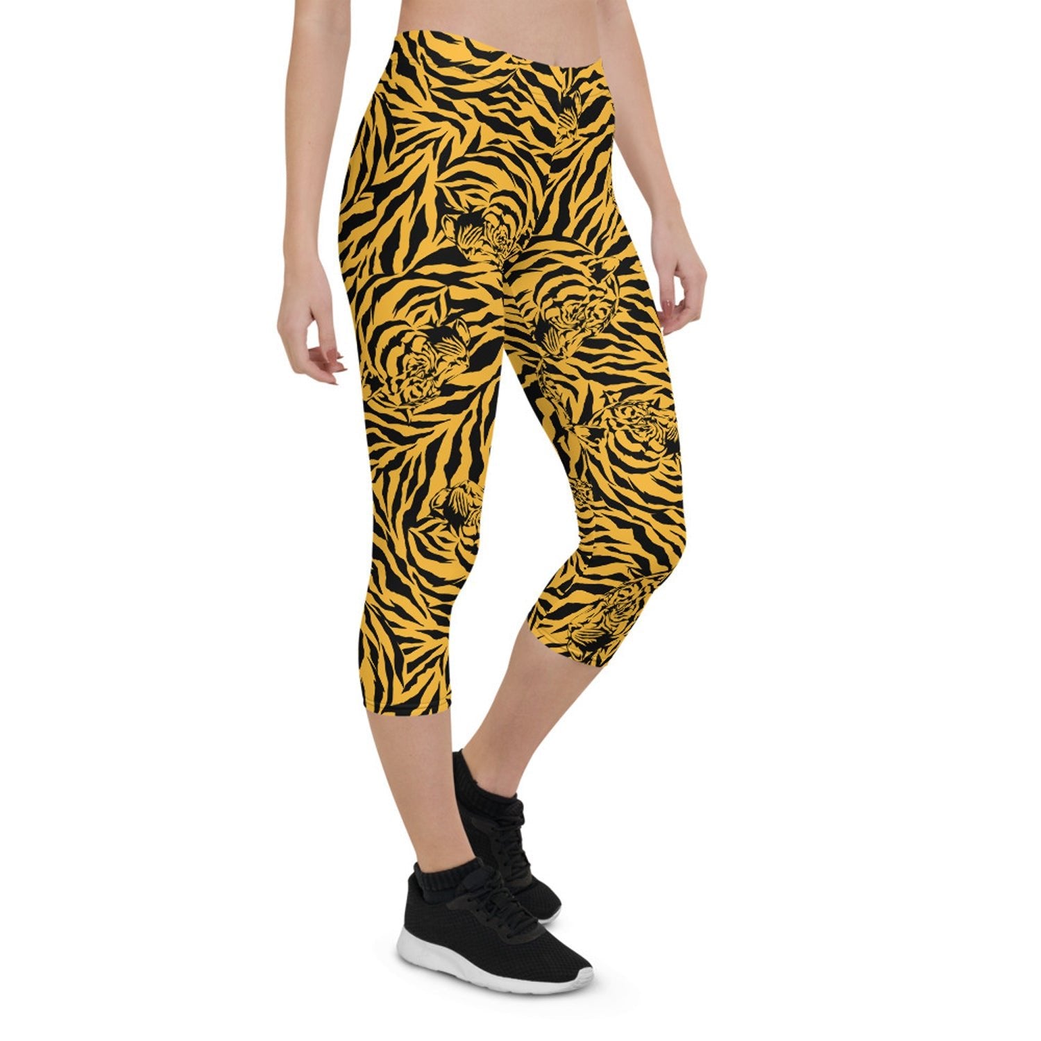 Yellow Tiger Capri Leggings for Women - Anna's Shop