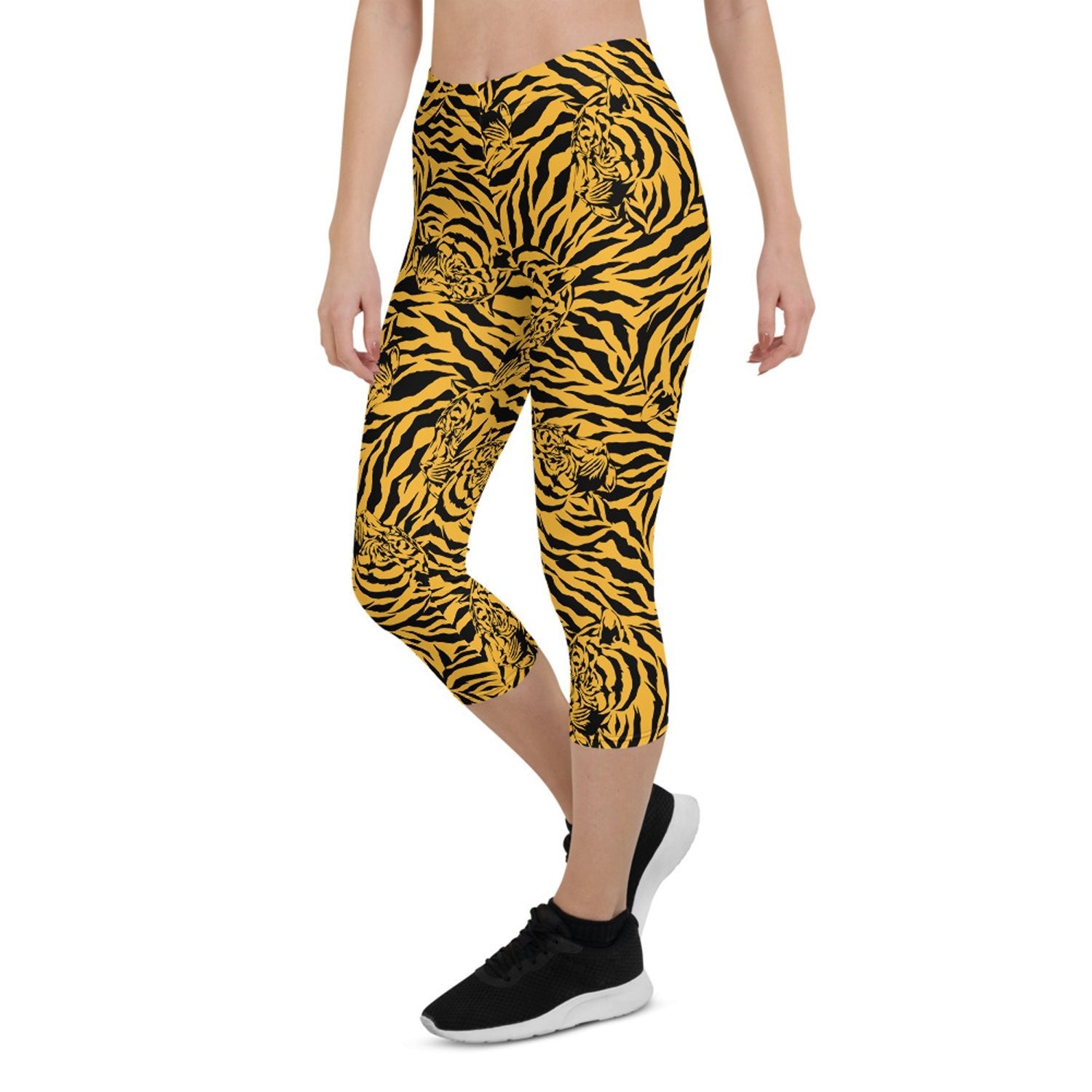 Yellow Tiger Capri Leggings for Women - Anna's Shop