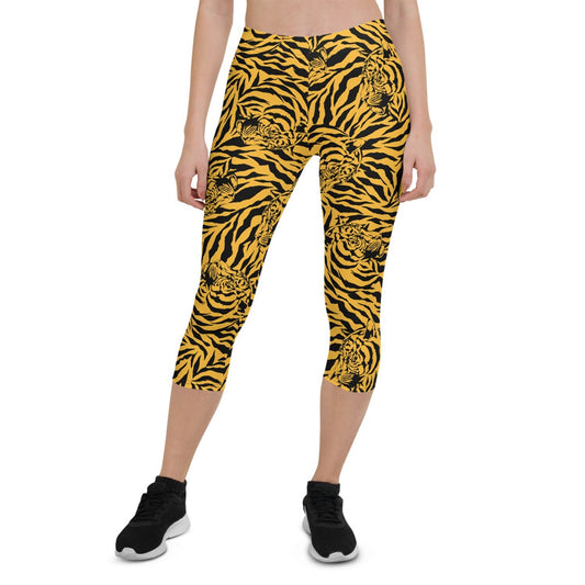 Yellow Tiger Capri Leggings for Women - Anna's Shop